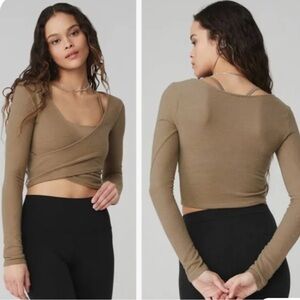 Alo Amelia Luxe Long Sleeve Crop Wrap Top
